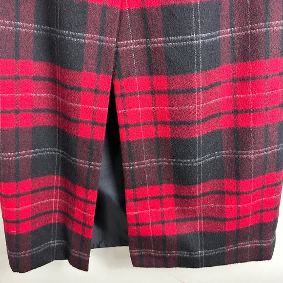 Vintage Talbots Red Tartan Plaid 100% Wool Straight Pencil Midi Skirt 4 S Small - Picture 6 of 10